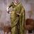 Olive color Printed  Satin Silk Saree