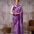 Purple color Printed  Satin Silk Saree