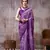 Purple color Printed  Satin Silk Saree