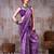 Purple color Printed  Satin Silk Saree