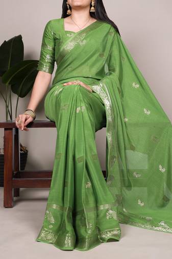 Ligth Green color Weaving  Crepe Saree