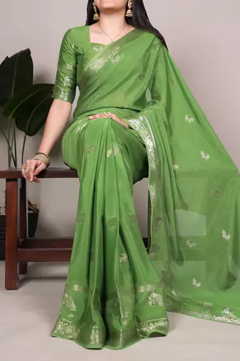 Ligth Green color Weaving  Crepe Saree