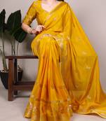 Yellow color Weaving  Crepe Saree