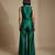 Emerald green embroidered satin co ord set