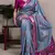 Grey color  Printed Tasar Silk With Viscose Border Saree