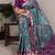 Teal color  Printed Tasar Silk With Viscose Border Saree