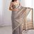 Pure spun cotton with zari woven work real mirror lace saree with blouse