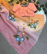 Soft padding handpaint with handwork cut dana work saree with blouse