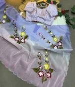 Soft padding handpaint with handwork cut dana work saree with blouse