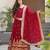 Maroon faux blooming embroidered designer anarkali gown with dupatta