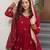 Maroon faux blooming embroidered designer anarkali gown with dupatta