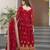 Maroon faux blooming embroidered designer anarkali gown with dupatta