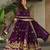 Wine faux blooming embroidered designer anarkali gown with dupatta