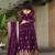 Wine faux blooming embroidered designer anarkali gown with dupatta