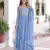 Sky blue faux georgette embroidered designer anarkali gown with dupatta