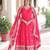 Pink vichitra silk embroidered designer anarkali gown with dupatta