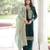 Bottle green velvet embroidered designer kurta set with dupatta