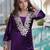 Purple velvet embroidered designer sharara suit with batwa