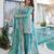 Sky blue fendy crush embroidered designer sharara suit with batwa