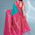 Teal soft silk paithani zari weaving saree with contrast blouse piece