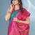 Teal soft silk paithani zari weaving saree with contrast blouse piece