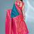 Blue soft silk paithani zari weaving saree with contrast blouse piece