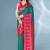 Teal soft silk paithani zari weaving saree with contrast blouse piece