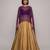 Gold Raw Silk Indo Western Lehenga Set With Purple Blouse