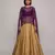 Gold Raw Silk Indo Western Lehenga Set With Purple Blouse