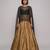 Gold Raw Silk Indo Western Lehenga Set With Black Blouse