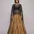 Gold Raw Silk Indo Western Lehenga Set With Black Blouse