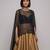 Gold Raw Silk Indo Western Lehenga Set With Black Blouse
