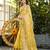 Yellow organza silk bandhani patola weaves saree with matching blouse piece\