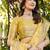 Yellow organza silk bandhani patola weaves saree with matching blouse piece\