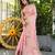 Pink organza silk bandhani patola weaves saree with matching blouse piece