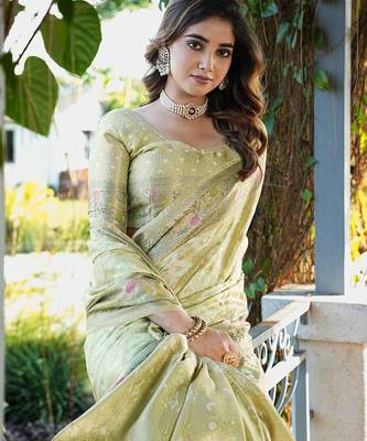 green organza silk saree with bandhani patola weaves 5