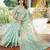 Sea green organza silk bandhani patola weaves saree with matching blouse piece