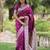 Burgundy soft banarasi silk zari weaving saree with matching blouse piece