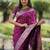 Burgundy soft banarasi silk zari weaving saree with matching blouse piece
