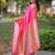 Coral soft banarasi silk zari weaving saree with matching blouse piece