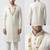 white silk sherwani with detailed hand embroidery