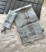 Grey Color gotapatti work Kota doriya fabric Saree