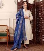 Women's Gorgeous Solid Chanderi Silk Fabric Straight Kurta Pant and Dupatta Set