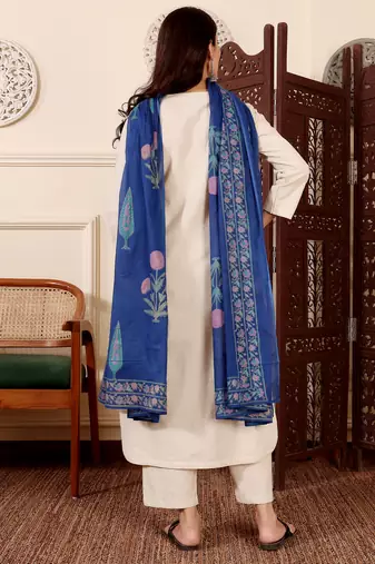 Women's Gorgeous Solid Chanderi Silk Fabric Straight Kurta Pant and Dupatta Set