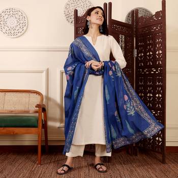 Women's Gorgeous Solid Chanderi Silk Fabric Straight Kurta Pant and Dupatta Set 4