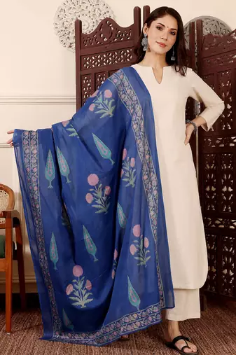 Women's Gorgeous Solid Chanderi Silk Fabric Straight Kurta Pant and Dupatta Set