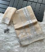 Cream Color gotapatti work Kota doriya fabric Saree
