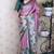 Pink tussar silk kalamkari print zari woven border saree with contrast blouse piece\