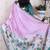 Pink tussar silk kalamkari print zari woven border saree with contrast blouse piece\