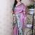 Pink tussar silk kalamkari print zari woven border saree with contrast blouse piece\